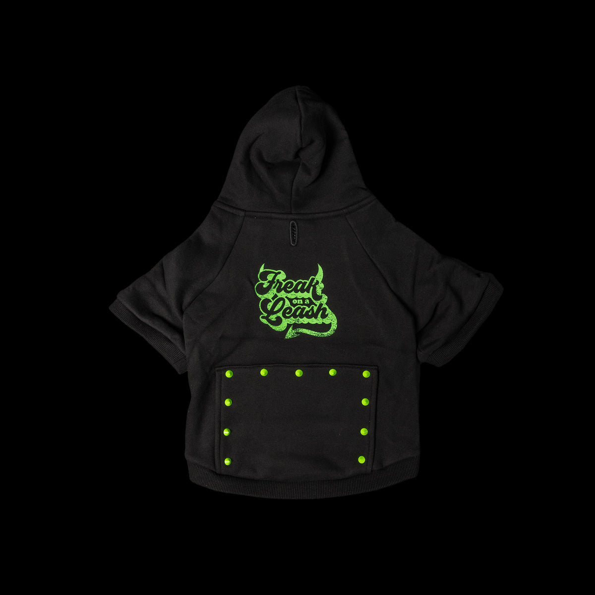 Black with Green Spikes Dog Hoodie Freak On a Leash