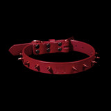 Crimson Leather Spike Collar