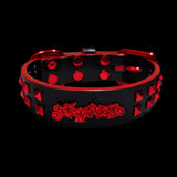 Freak on a Leash x Sick New World Red Chrome Leather Collar