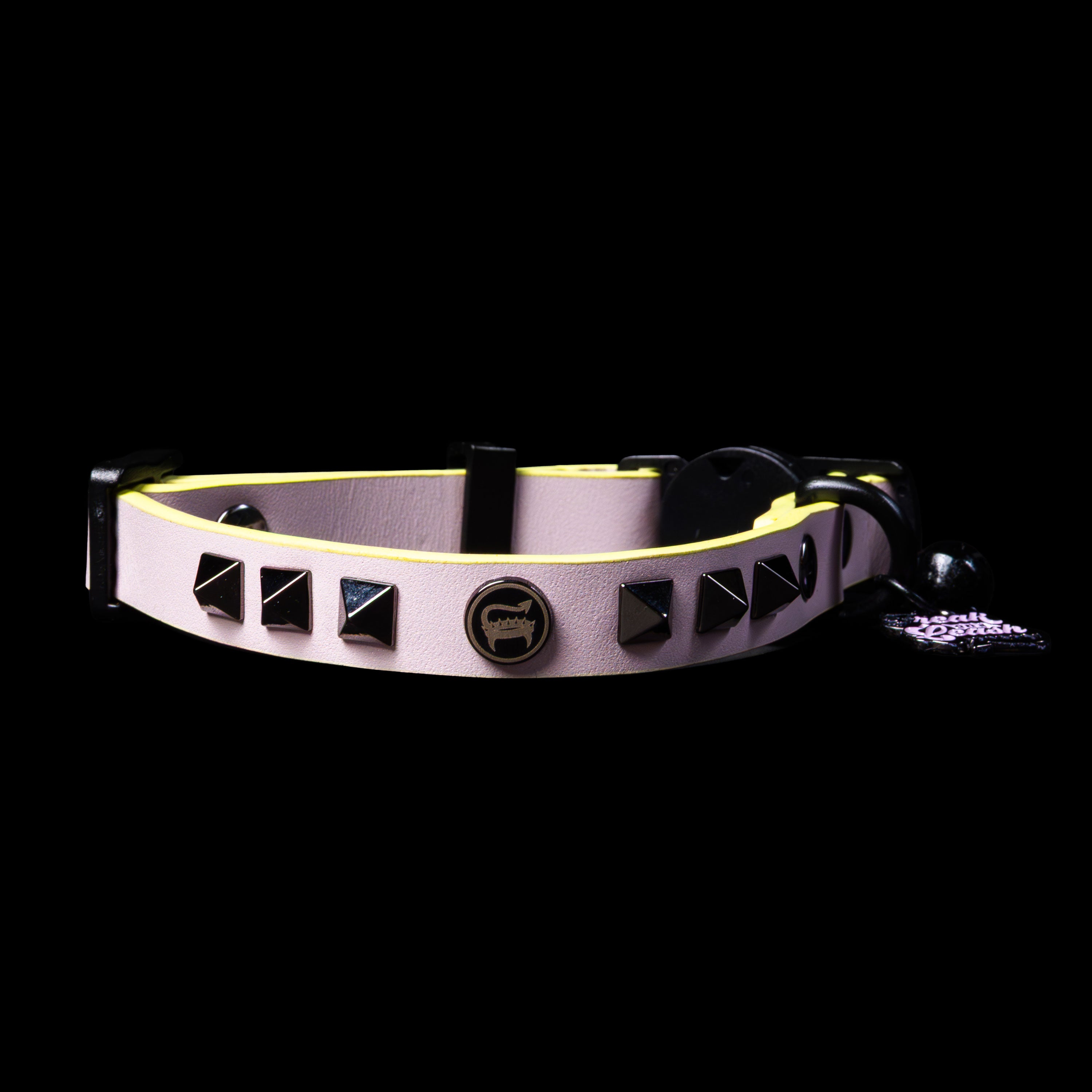 Leather Lilac Studded Cat Collar