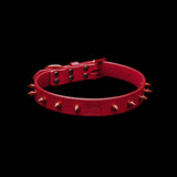 Crimson Leather Spike Collar
