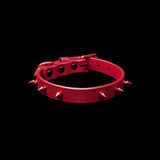Crimson Leather Spike Collar
